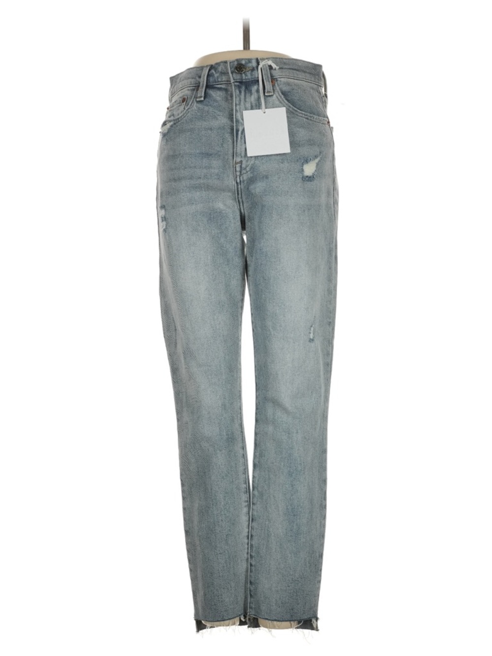 pistola Light Wash Straight-Leg Jeans with Distressed Details